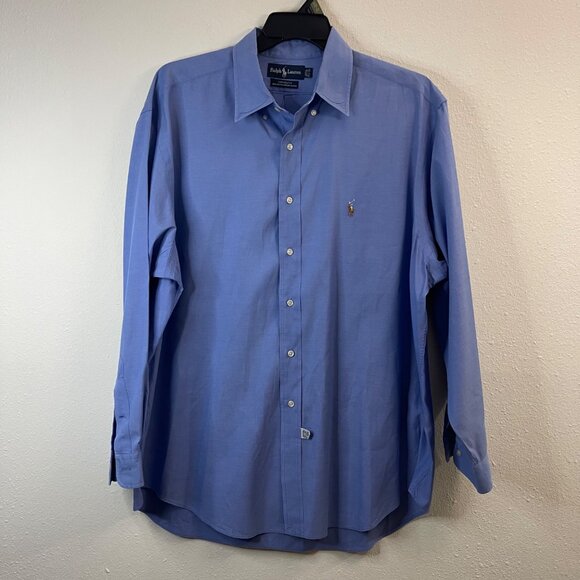 Ralph Lauren Oxford Shirt Mens Blue Long Sleeve 100% Cotton Button Down - Picture 3 of 15
